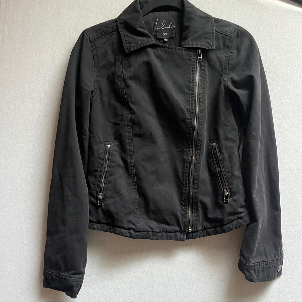 Aritzia Talula Black Asymmetrical Zip Moto Jacket XS